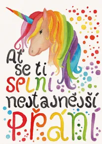 BeBechy Wunschkarte - weiß - Einhorn